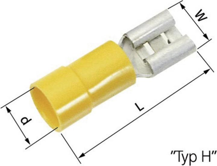 Lapp Kabel Flachsteckhülse Steckbreite: 9.5 mm Steckdicke: 1.2 mm 180 ° Teilisoliert Gelb 63101120 50 St.