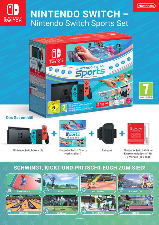 Produktbild Nintendo Switch Set – Konsole + Switch Sports + Onlinemitgliedschaft (365 Tage)