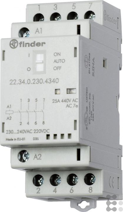 Produktbild Finder Installationsschütz Serie 22, 25 A 22.34.0.230.4340 4 Schliesser (30/110/220 V) 25/5/1 A
