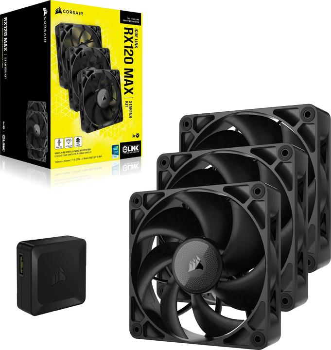 Actual product image Corsair RX MAX Series, iCUE LINK RX120 MAX, 120mm Fan, Triple Fan Kit (120 mm, 3 x)