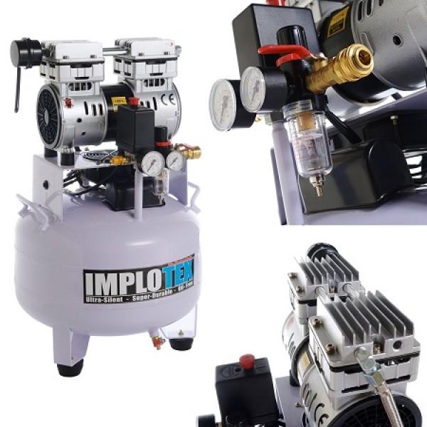 Actual product image Implotex - Flüsterkompressor 850W, 55dB leise, ölfrei Kompressor inkl. Ausblaspistole und Drucklufts (8 bar, 30 l)