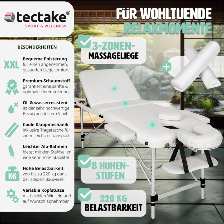 Immagine prodotto tectake Lettino per massaggi a 3 zone con schienale e bolster