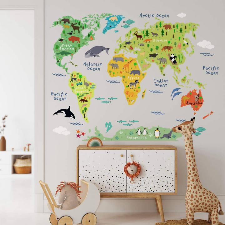 Actual product image Trenddeko animal world map (140 x 105 cm)