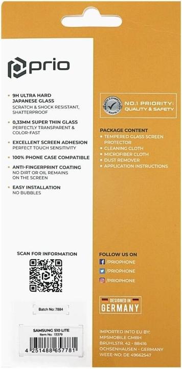 Produktbild prio 3D Displayschutzglas für Samsung S10 Lite schwarz (1 Stück, Samsung Galaxy S10 Lite)
