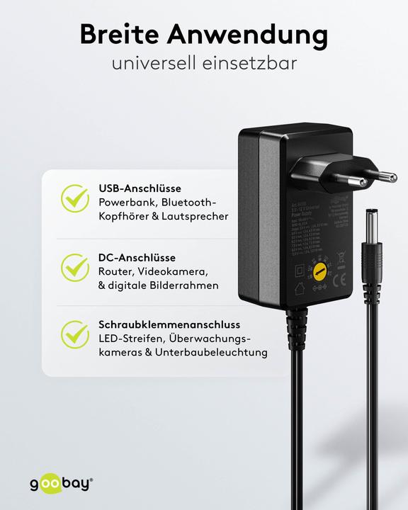 Produktbild Goobay Universal-Netzteil 3 V - 12 V