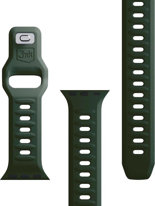 Immagine prodotto 3MK Cinturino in silicone Ciemnozielony/ Verde scuro dla Apple Watch 42/44/45/49mm (Acciaio inossidabile, Silicone)
