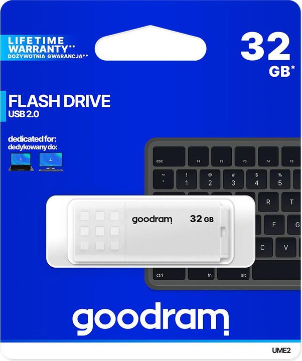 Immagine prodotto Goodram UME2 UME2-0320W0R11 Pendrive (32 GB, USB 2.0, bianco) (32 GB, USB-A, USB 2.0)