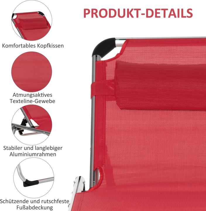 Produktbild Outsunny Gartenliege 5-stufig verstellbar (80 cm)
