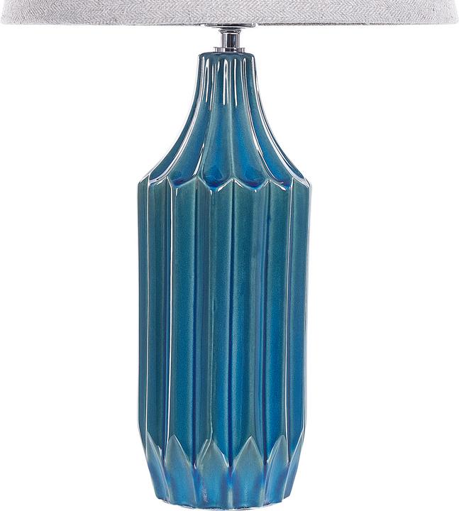 Actual product image Beliani Table lamp blue 56 cm drum shape ABAVA