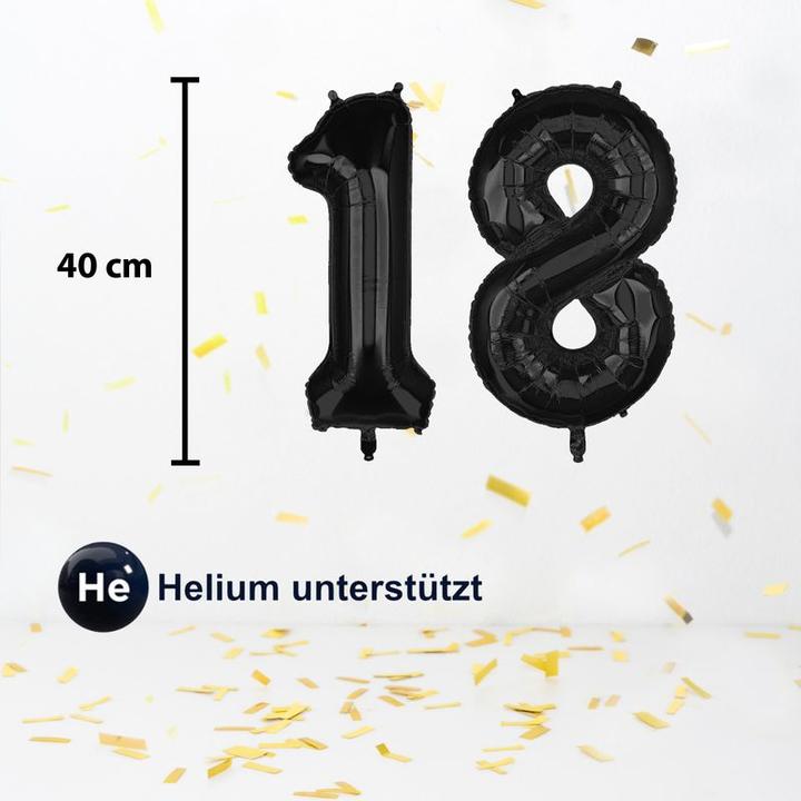 Actual product image Hermex Number balloon number 18 black foil balloon birthday party balloon 40cm