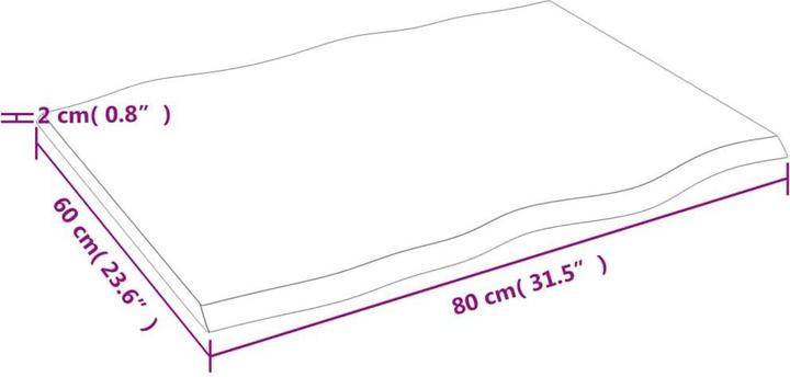 Produktbild VidaXL Tischplatte 80x60x2 cm Massivholz Eiche Behandelt (80 x 60 x 2 cm)