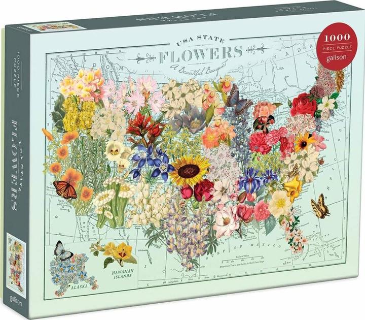 Actual product image Abrams & Chronicle Wendy Gold USA State Flowers 1000 Piece Puzzle (1000 pieces)