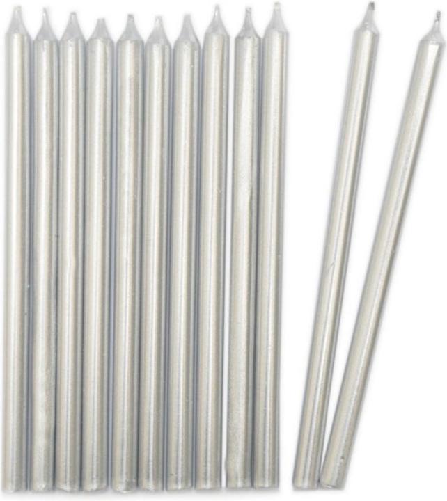 Image du produit ScrapCooking Lot de 12 bougies longues argentées 12cm (12 x)