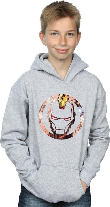 Actual product image Boys Iron Man Montage Symbol Hoodie (116)
