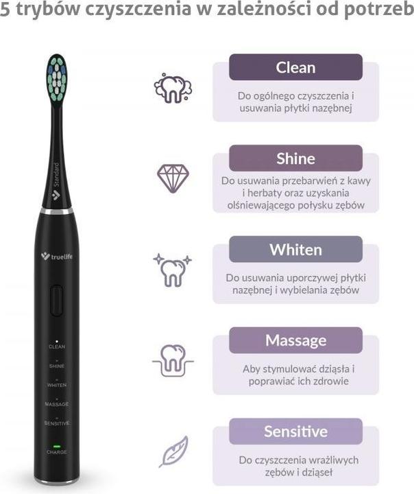 Actual product image Truelife SonicBrush Clean30 Black Adult Vibrating Toothbrush (Sonic toothbrush)