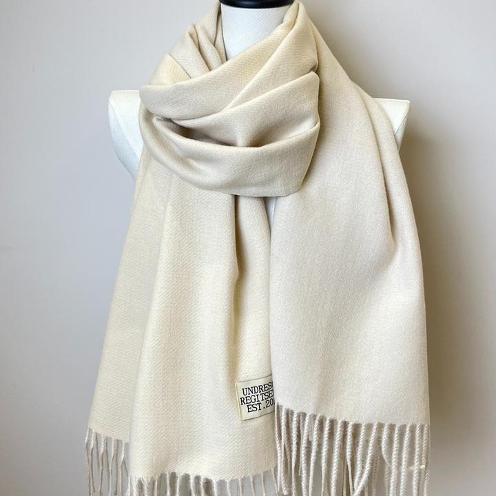 Actual product image Only-Bags.Store Double Sided Scarf Two Colours Simple Basic Imitation Cashmere Tassel Scarf Autumn Winter