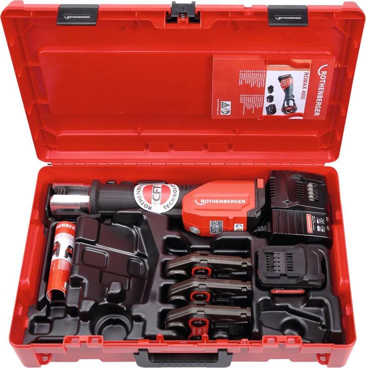 Immagine prodotto Rothenberger ROMAX 4000 Basic Set Pressatrice elettroidraulica a batteria 18V / 34kN + 1x Batteria d