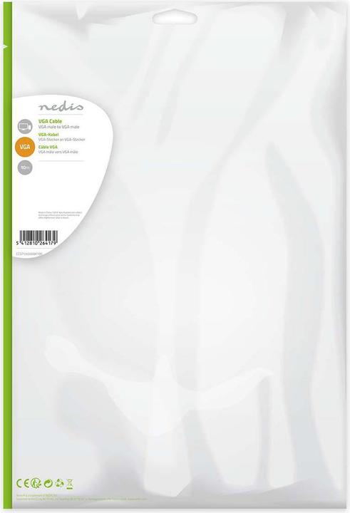 Immagine prodotto Nedis Cavo VGA Spina VGA Spina VGA Nichelata Risoluzione massima: 1280x768 10,0 m ABS rotondo Schw (10 m, VGA)