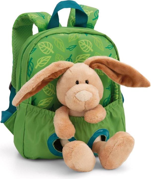 NICI 61743 Rucksack mit Plüschtier 21x26cm Hase 25cm grün