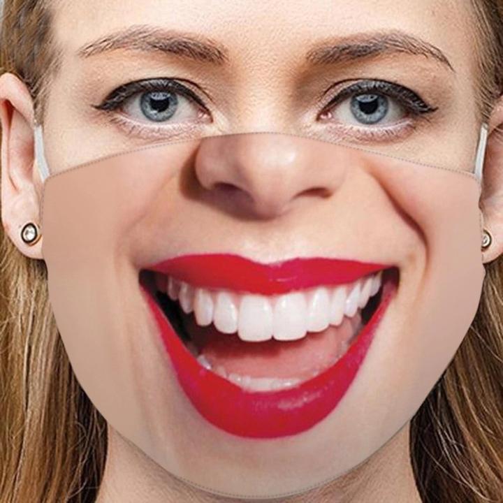 Image du produit Ueli Express Drôle de masque en tissu Masque facial avec impression Sourire