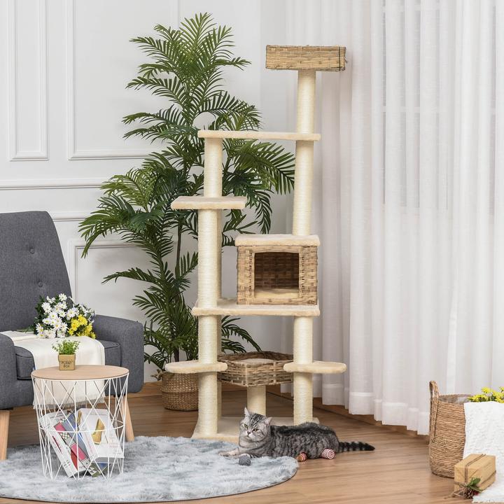Actual product image Jamb Scratching post (174 cm, Beige+Brown)