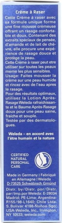 Valori nutrizionali e ingredienti Weleda Rasiercreme (75 ml, Schiuma da barba, Gel da barba)