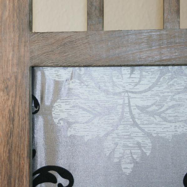 Actual product image Homestyle4u 3 part screen room divider wood partition brown grey pattern fabric Spanish wall