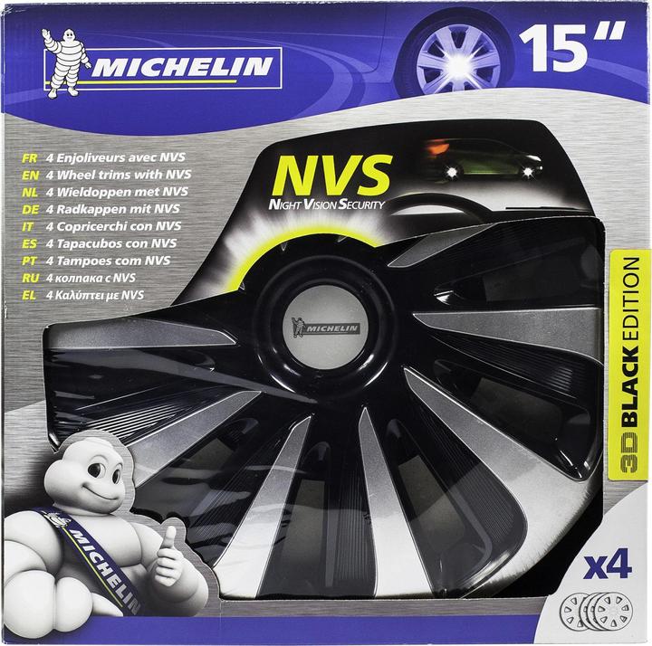 Actual product image Michelin 9122, 38.1 cm (15"), Acrylonitrile butadiene styrene (ABS), Black, Silver, Any brand, Windo (4 Piece, 15")