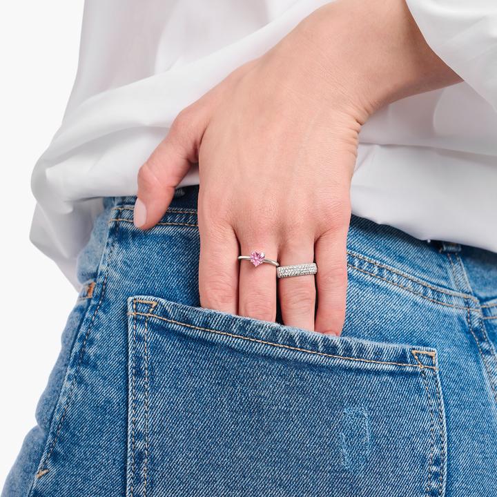 Actual product image Thomas Sabo Ring with pink heart-shaped stone (50, 925 Silver)