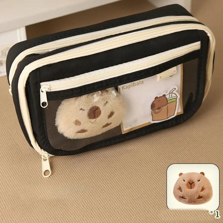 Produktbild Only-Bags.Store Grosse Kapazität Bleistift Tasche Cartoon Schreibwaren Halter Tasche mit Clips Keychains Kinder