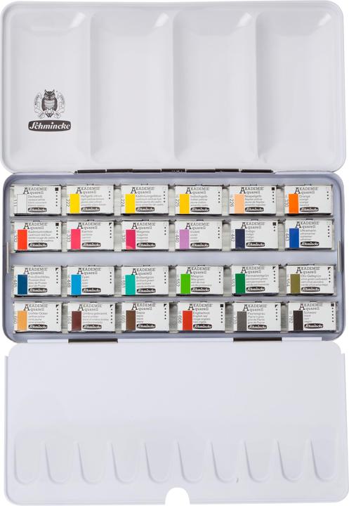 Actual product image Schmincke AKADEMIE watercolour box with 24 whole pans (Multinational)