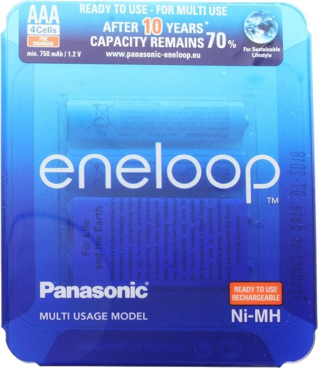 Image du produit Panasonic Batterie Eneloop Standard HR-4UTGB-4BP AAA Micro Pack de 4 piles avec étui (4 pcs, AAA, 800 mAh)