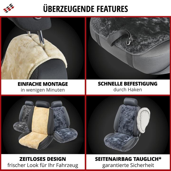 Immagine prodotto CarComfort Sitzaufleger aus Lammfell Cosmo anthrazit 12-14 mm Fellhöhe