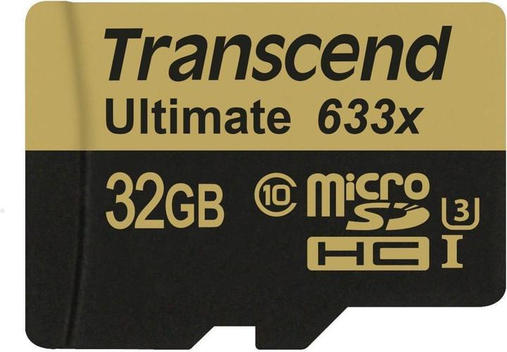Productafbeelding Transcend microSDHC Ultimate 633x UHS-I U3 met adapter (32 GB, microSDHC, U3, UHS-I)