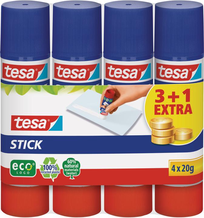 tesa 4x ecoLogo glue stick, odourless glue stick for paper / cardboard