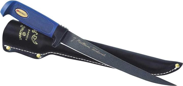 Actual product image Marttiini Filleting knife, Martef blade coating, rubber handle, leather sheath (23 cm)