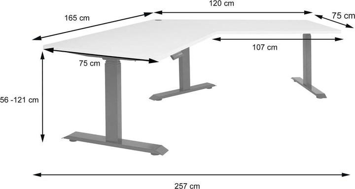 Image du produit Swisshandel24 Bureau, table d'ordinateur, hauteur réglable électriquement à 120° blanc, gris anthracite