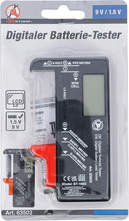 Produktbild BGS Digitaler Batterie-Tester | 1,5 V / 9 V