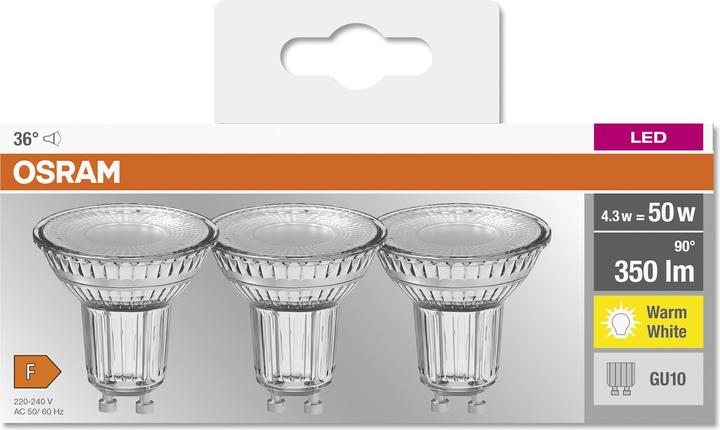 Actual product image Osram Led Base Par16 (GU10, 4.30 W, 350 lm, 3 x, F)
