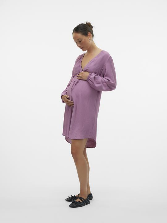 Produktbild Mamalicious Normal geschnitten V-Ausschnitt Elastische Bündchen Kurzes Kleid Kleid (XXL)