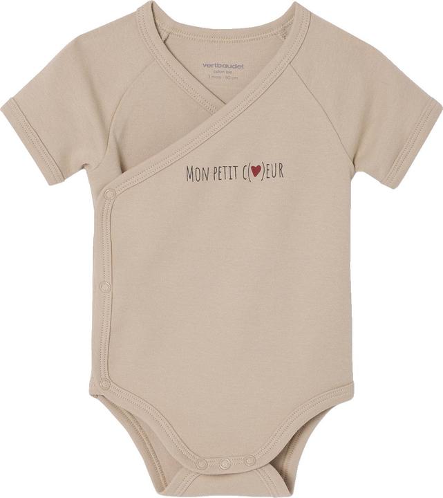 Actual product image Vertbaudet Bio-Kollektion: 3er-Pack Baby Kurzarm-Bodys in Wickelform PETIT COEUR (68)