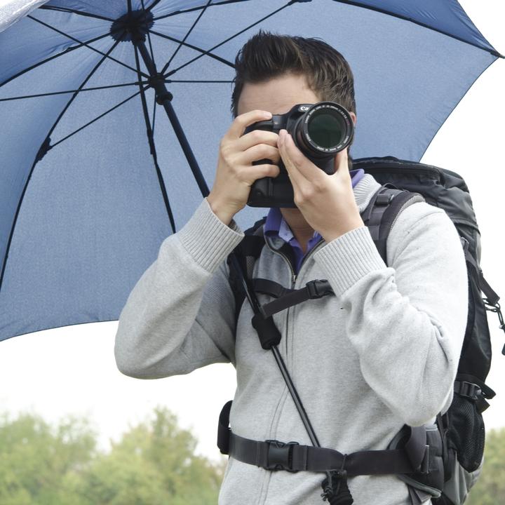 Actual product image Walimex pro Swing handsfree raincoat. navy with carrying frame