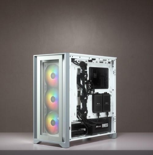 Produktbild Corsair iCUE 4000X RGB Mid-Tower White-Gehäuse aus gehärtetem Glas (mATX, Mini-ITX, ATX, E-ATX)