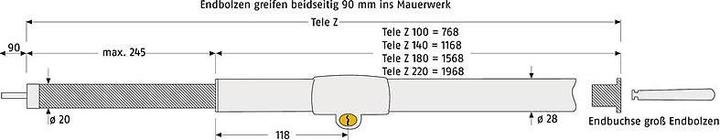 Actual product image Abus Tele-Z 220 Chr. AL0125 Telescopic rod chrome