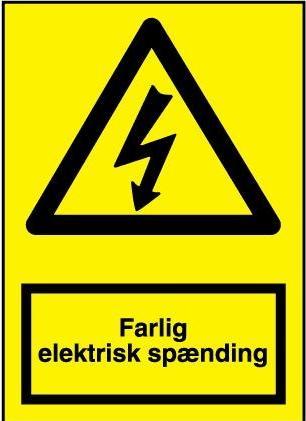 Produktbild JO Safety Schild Dreieck gelb mit schwarzem Blitz Text: gefährliche elektrische Spannung148x210mm 1m