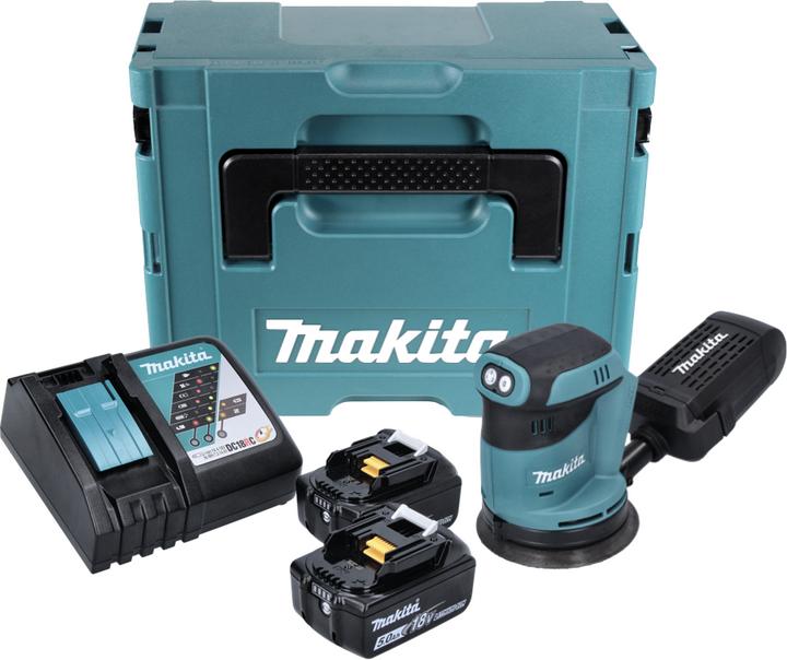 Actual product image Makita DBO 180 RTJ 18 V Battery Random Orbit Sander + 2x Battery 5.0Ah + Charger + Makpac (Eccentric grinder)