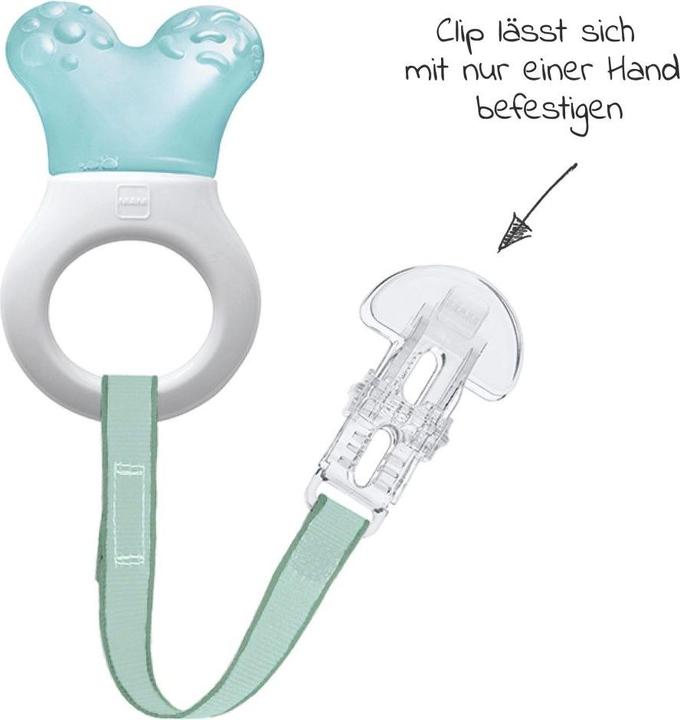 Actual product image MAM Kühlbeissring Mini Cooler & Clip boy 2+ M, mit Clip 1 Stk in türkis