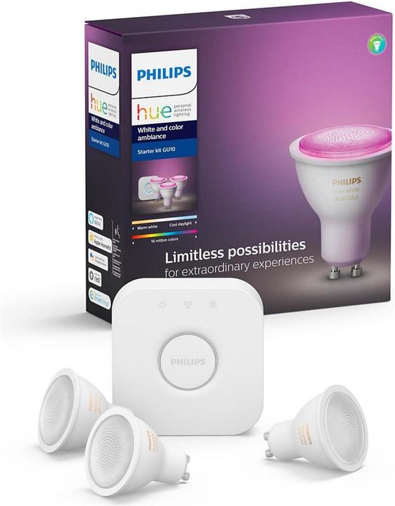 Image du produit Philips Hue Set de démarrage White & Color Ambiance (GU10, 5.70 W, 350 lm, 3 x, G)