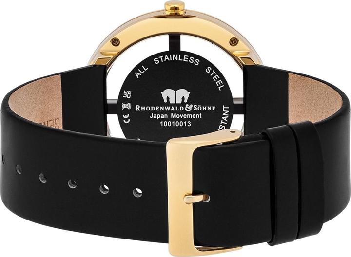 Immagine prodotto Orologio al quarzo da donna Lucrezia in vera pelle nera - 4336 (Orologio da polso analogico, 42 mm)