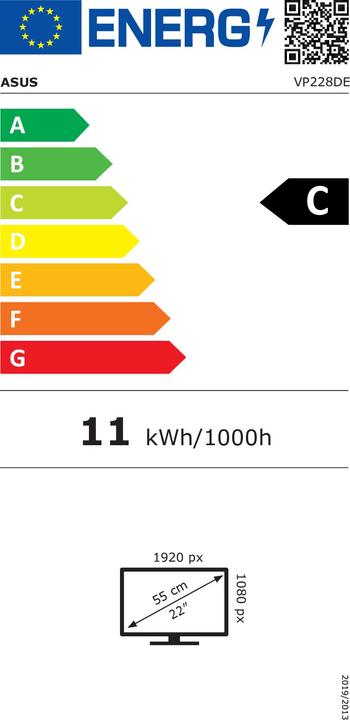 Energy Label ASUS VP228DE (1920 x 1080 pixels, 21.50")